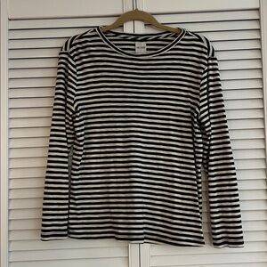 Nic + Zoe Striped Long Sleeve Tee Medium